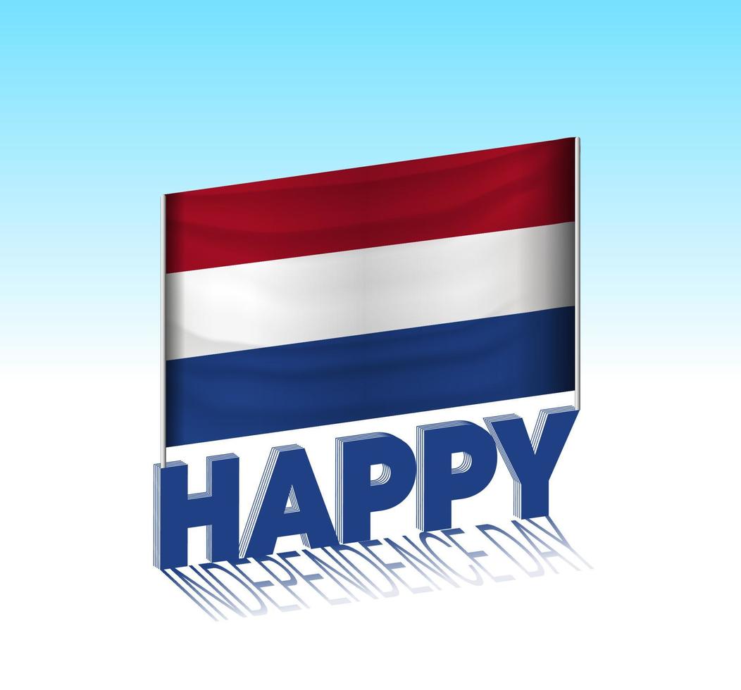 Netherlands independence day. Simple Netherlands flag and billboard in the sky. 3d lettering template. Ready special day design message. vector