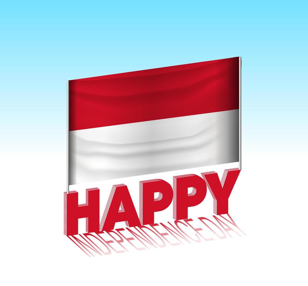 Monaco independence day. Simple Monaco flag and billboard in the sky. 3d lettering template. Ready special day design message. vector