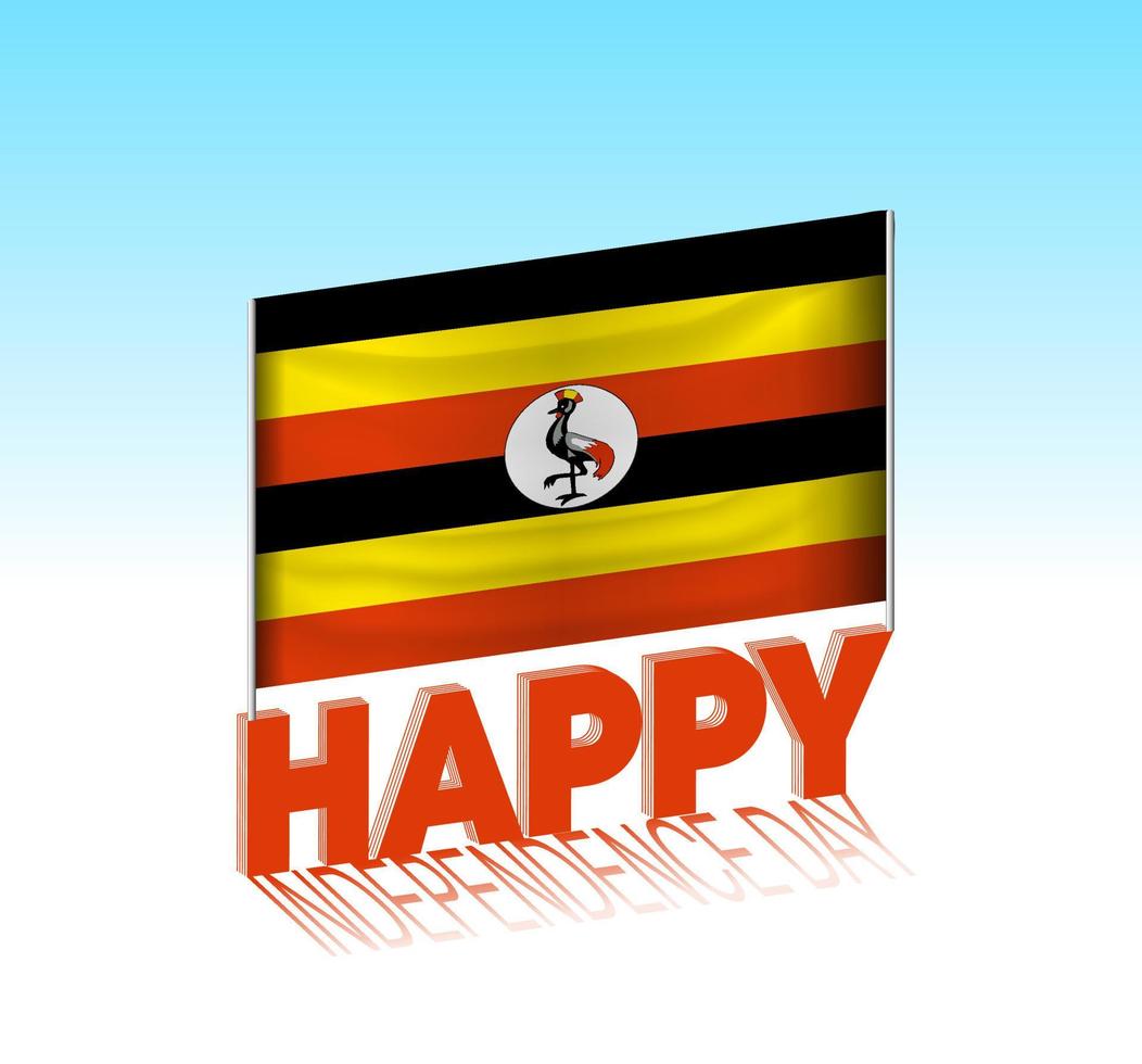 Uganda independence day. Simple Uganda flag and billboard in the sky. 3d lettering template. Ready special day design message. vector