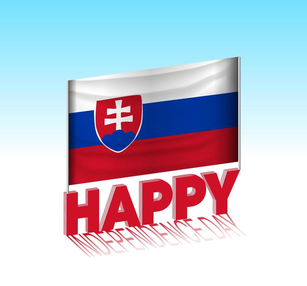 Slovakia independence day. Simple Slovakia flag and billboard in the sky. 3d lettering template. Ready special day design message. vector