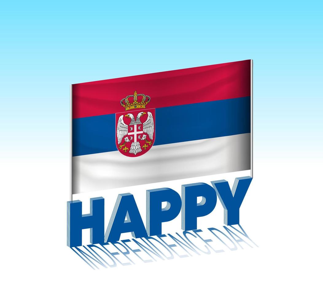 Serbia independence day. Simple Serbia flag and billboard in the sky. 3d lettering template. Ready special day design message. vector