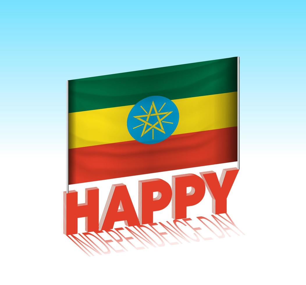 Ethiopia independence day. Simple Ethiopia flag and billboard in the sky. 3d lettering template. Ready special day design message. vector