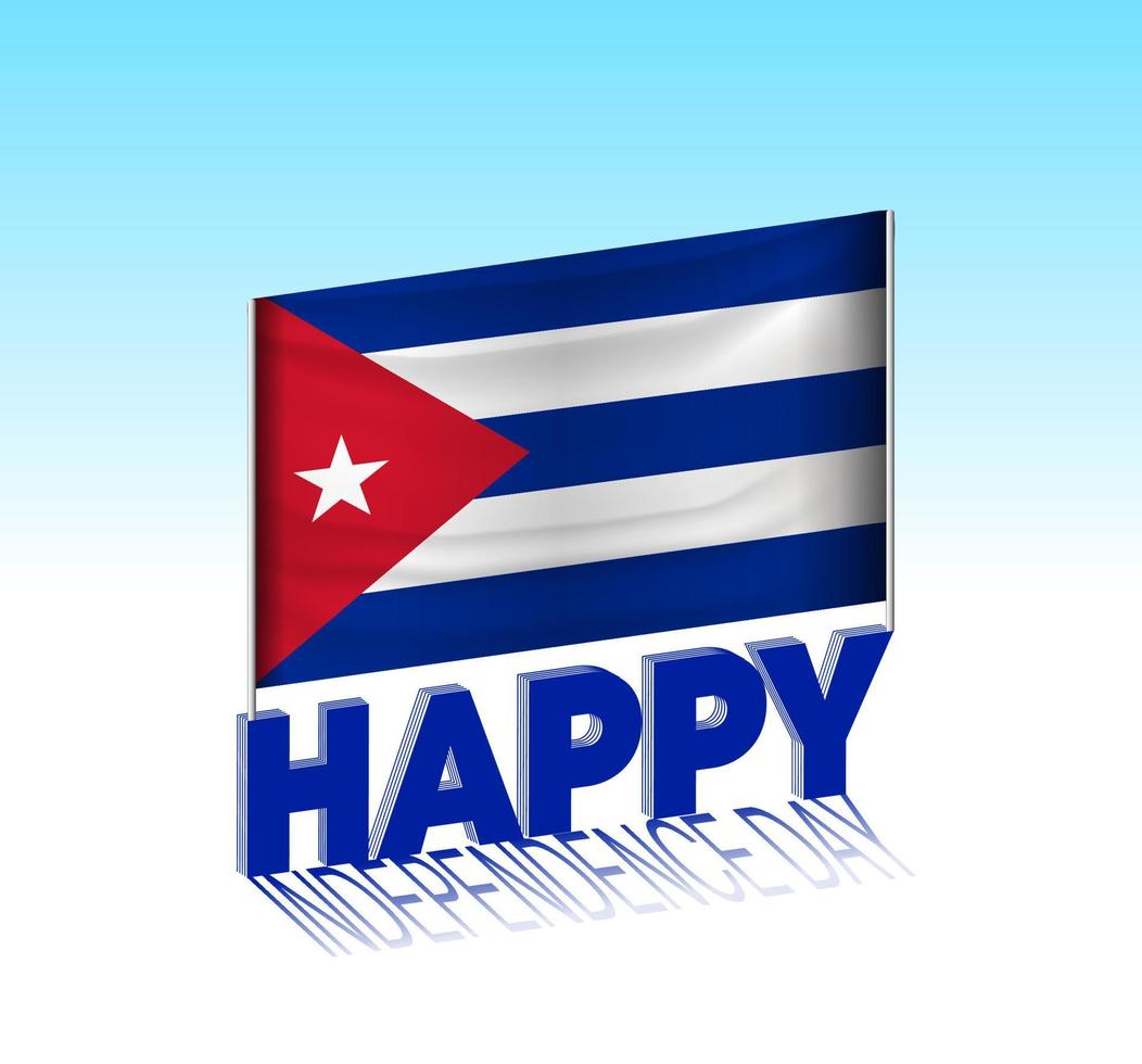Cuba independence day. Simple Cuba flag and billboard in the sky. 3d lettering template. Ready special day design message. vector
