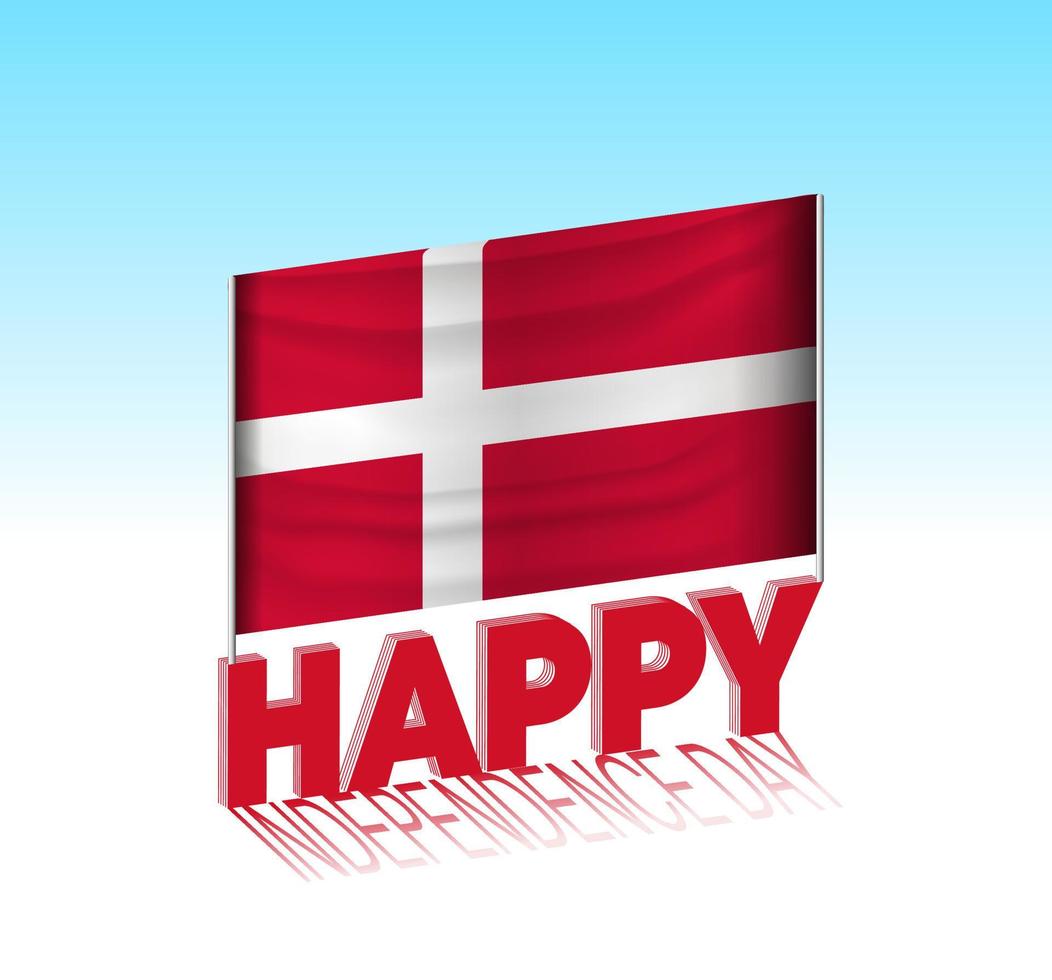 Denmark independence day. Simple Denmark flag and billboard in the sky. 3d lettering template. Ready special day design message. vector