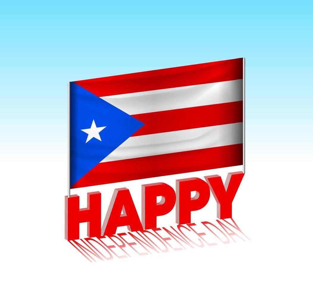Puerto Rico independence day. Simple Puerto Rico flag and billboard in the sky. 3d lettering template. Ready special day design message. vector
