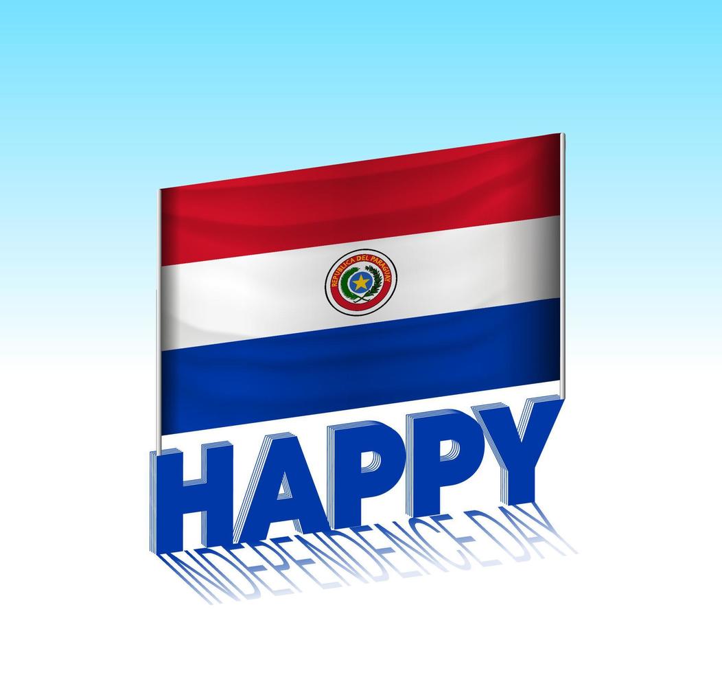 día de la independencia de paraguay. simple bandera de paraguay y cartelera en el cielo. plantilla de letras 3d. mensaje de diseño de día especial listo. vector