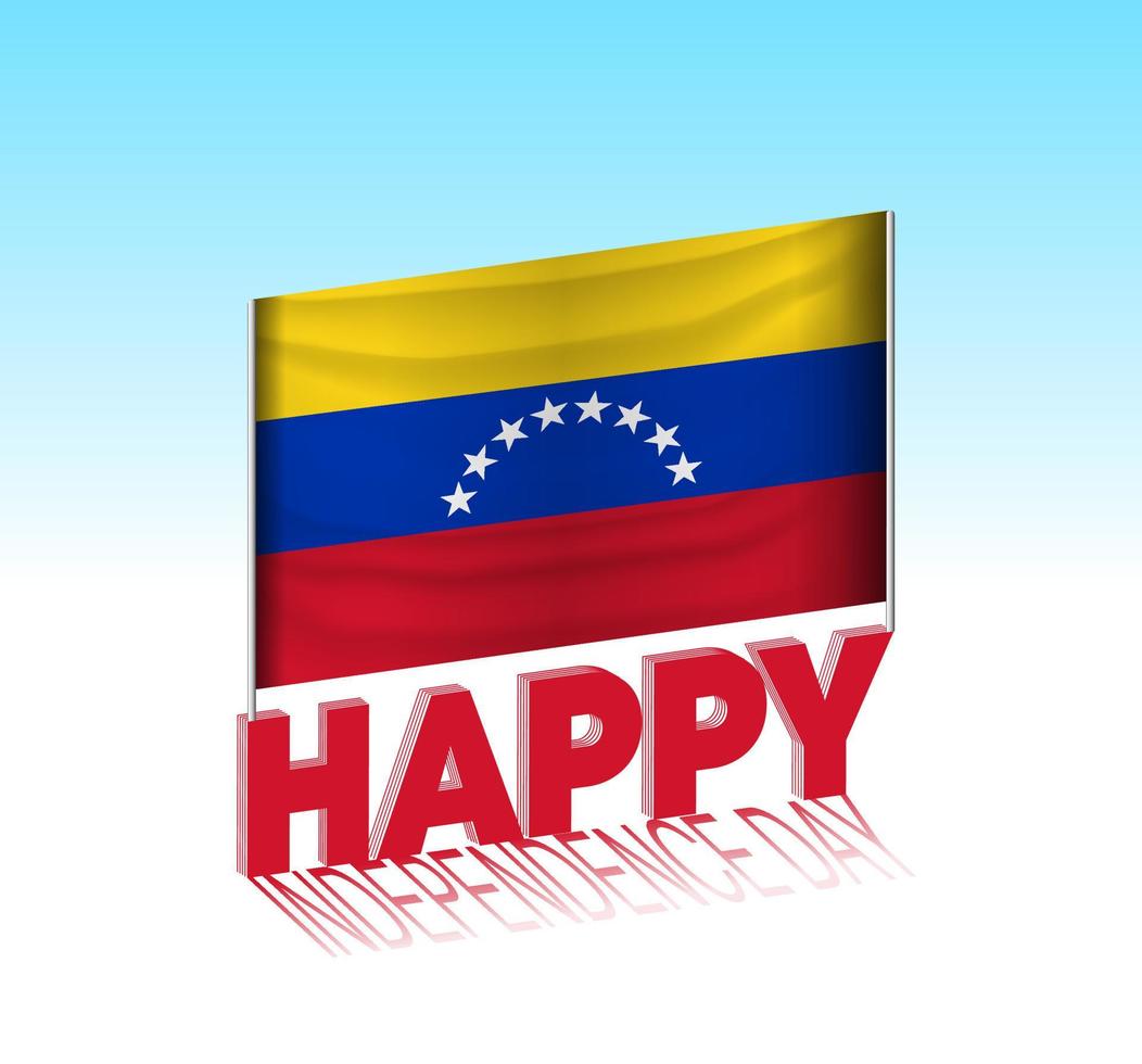 Venezuela independence day. Simple Venezuela flag and billboard in the sky. 3d lettering template. Ready special day design message. vector