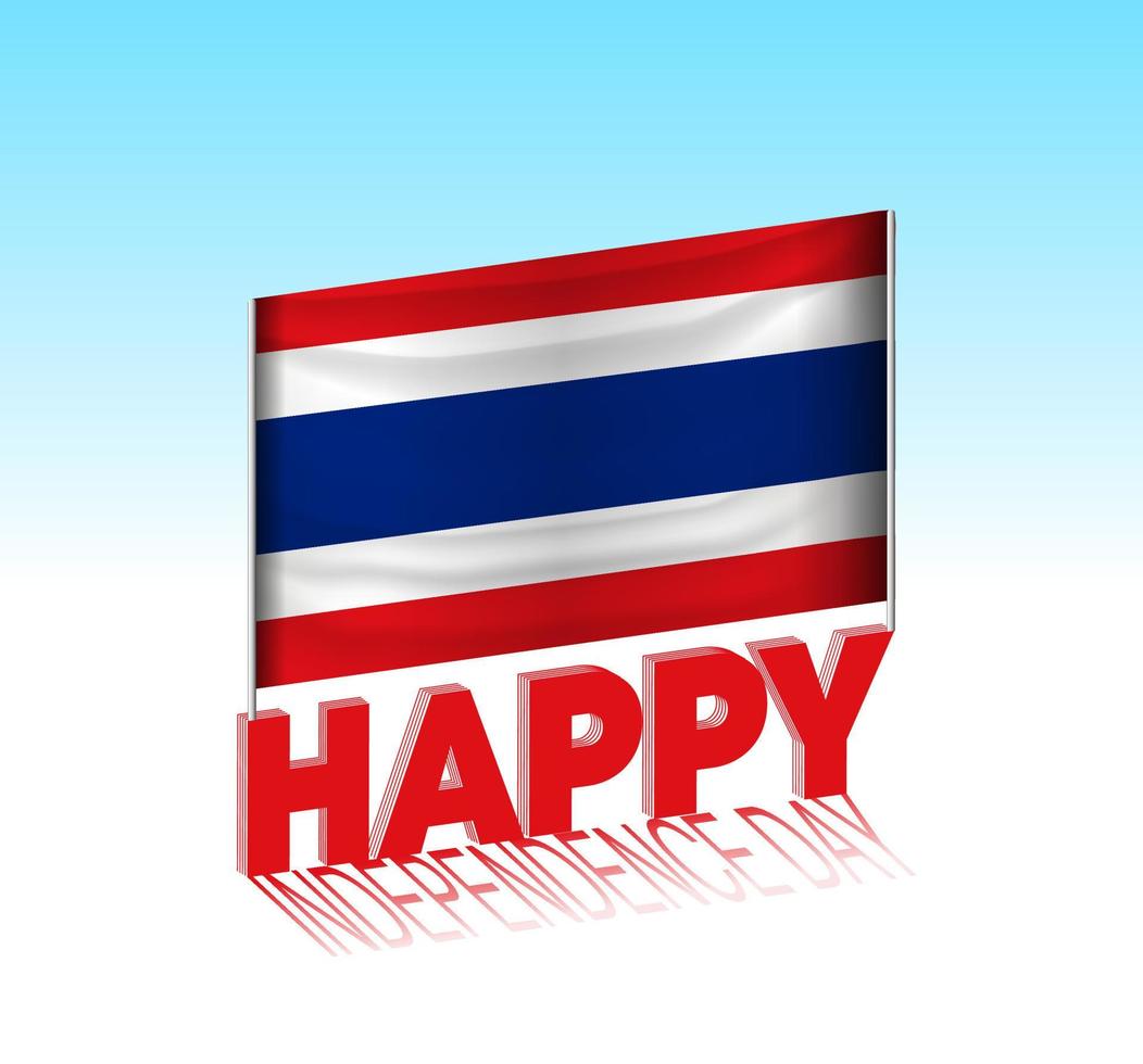 Thailand independence day. Simple Thailand flag and billboard in the sky. 3d lettering template. Ready special day design message. vector