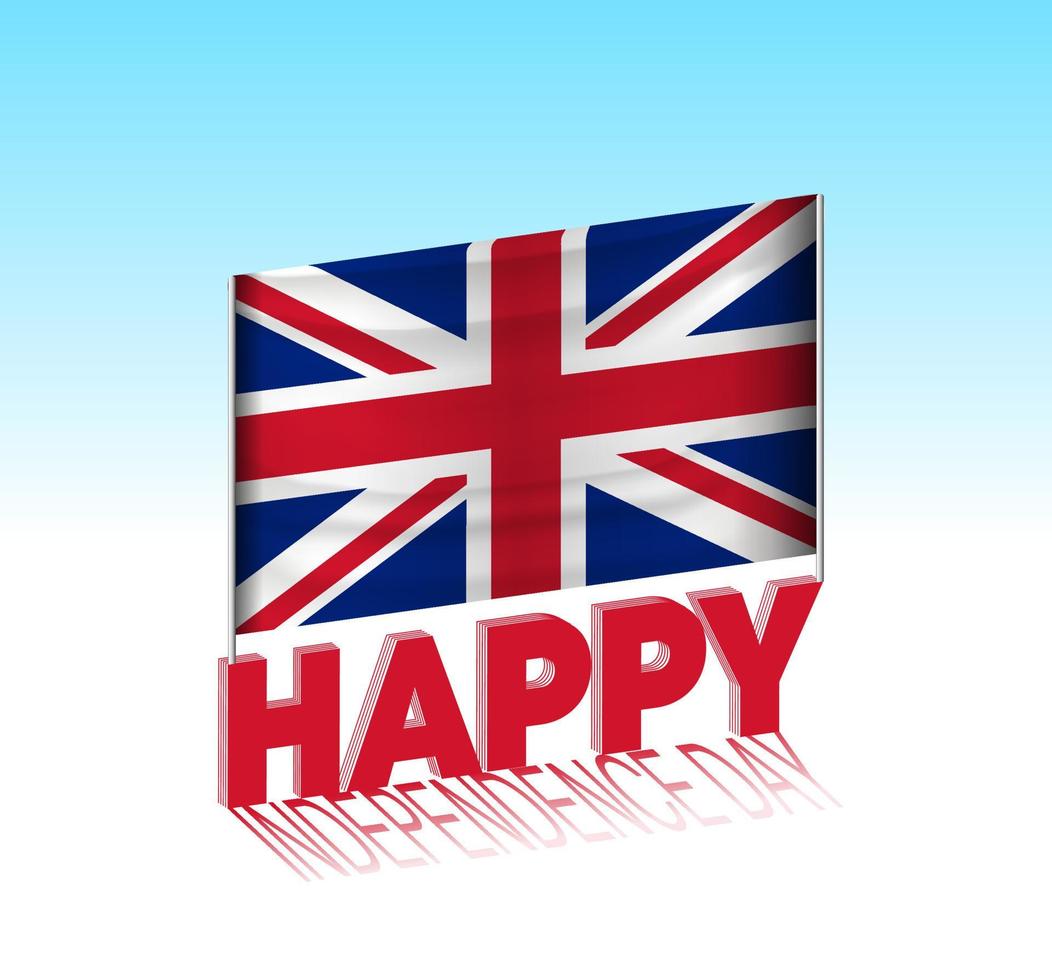 United Kingdom independence day. Simple United Kingdom flag and billboard in the sky. 3d lettering template. Ready special day design message. vector