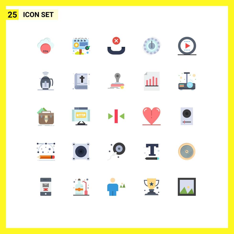 25 User Interface Flat Color Pack of modern Signs and Symbols of media reduce call lower cost Editable Vector Design Elements