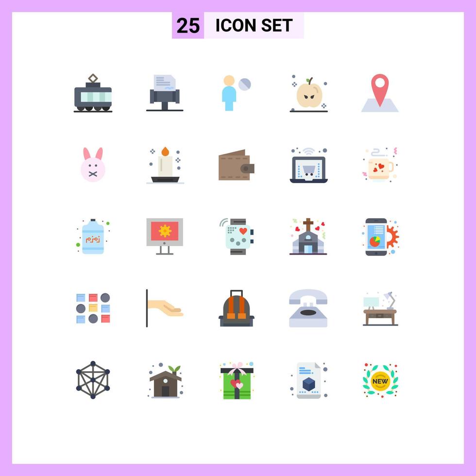 Group of 25 Modern Flat Colors Set for easter pin profile map contact Editable Vector Design Elements