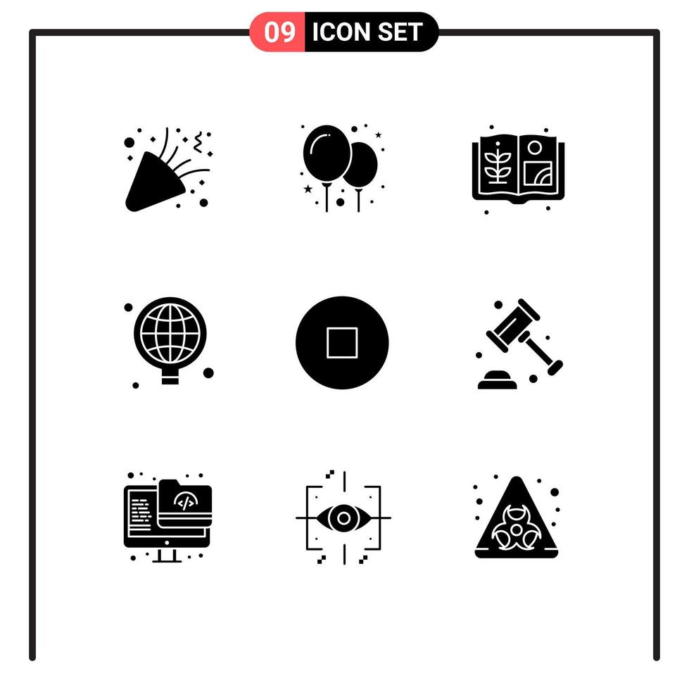 9 Creative Icons Modern Signs and Symbols of protection stop book circle business Editable Vector Design Elements