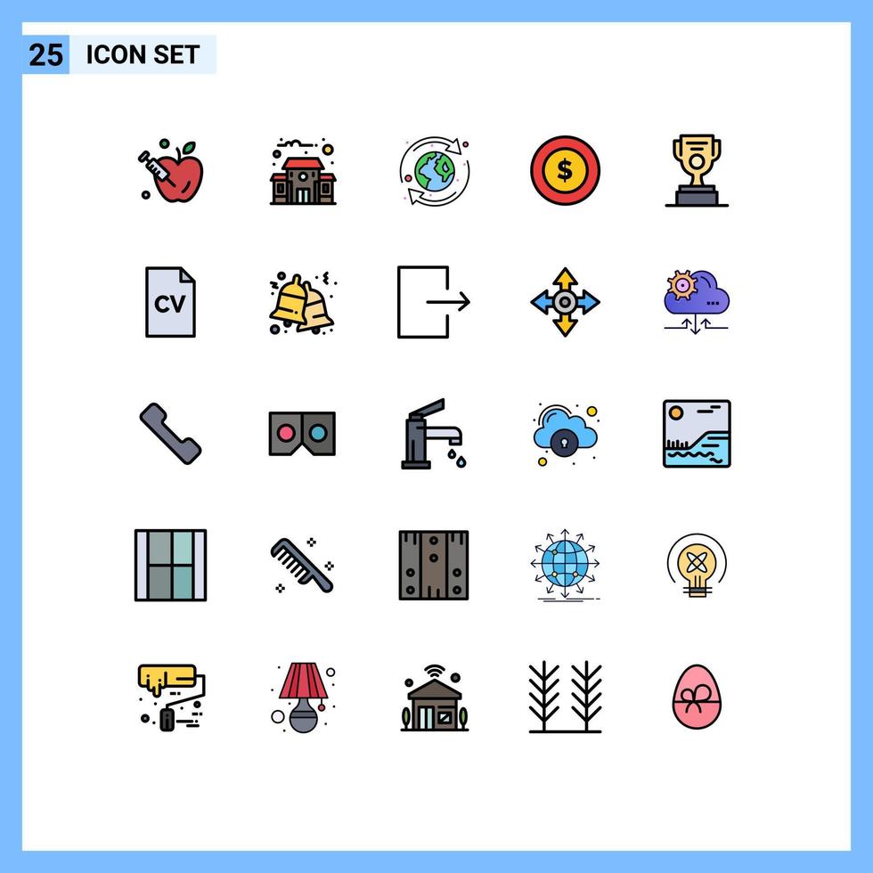 conjunto de 25 iconos modernos de la interfaz de usuario signos de símbolos para el premio cv elementos de diseño de vectores editables globales para trabajadores naturales