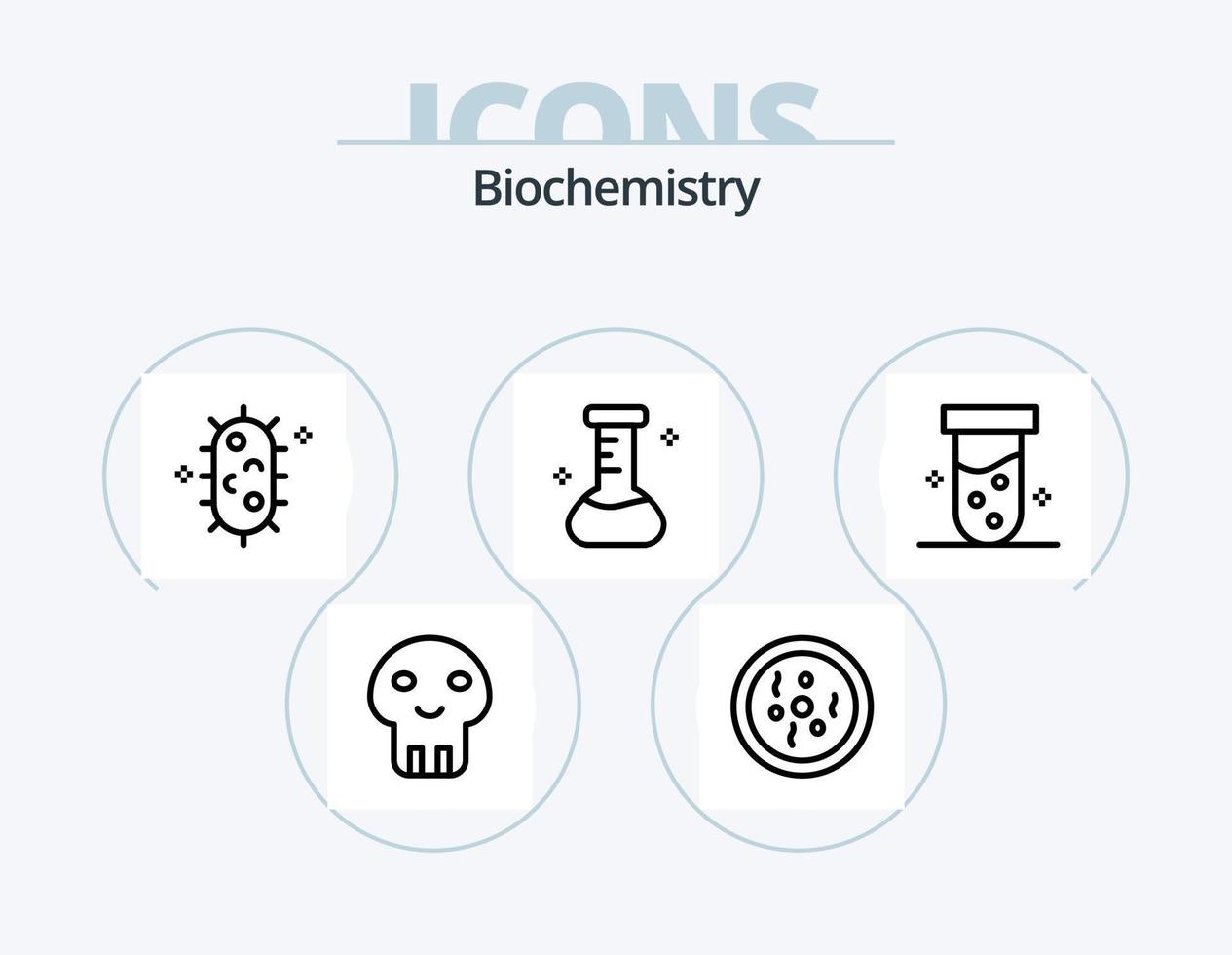 paquete de iconos de línea de bioquímica 5 diseño de iconos. ADN bioquímica. laboratorio. átomo. química vector