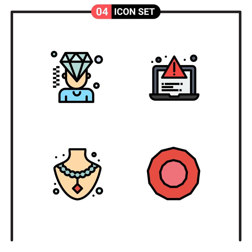Stock Vector Icon Pack of 4 Line Signs and Symbols for business gem membership testing action Editable Vector Design Elements