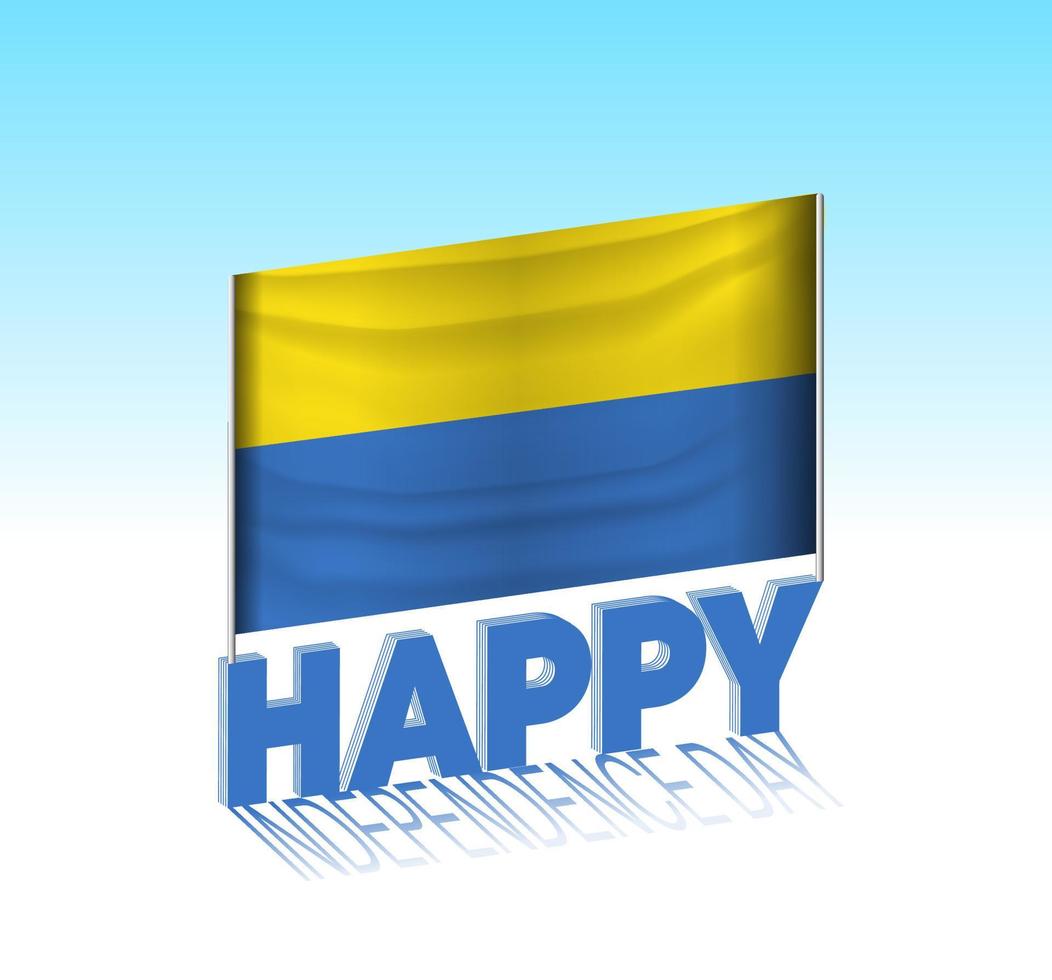 Ukraine independence day. Simple Ukraine flag and billboard in the sky. 3d lettering template. Ready special day design message. vector