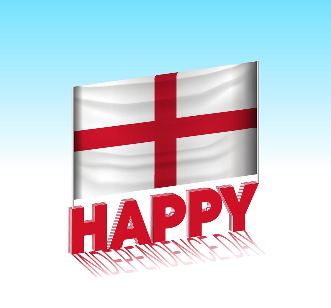 England independence day. Simple England flag and billboard in the sky. 3d lettering template. Ready special day design message. vector