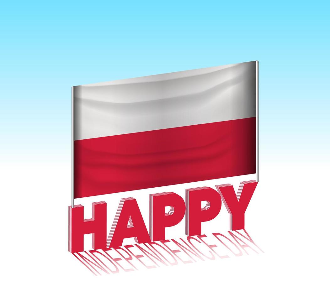 Poland independence day. Simple Poland flag and billboard in the sky. 3d lettering template. Ready special day design message. vector