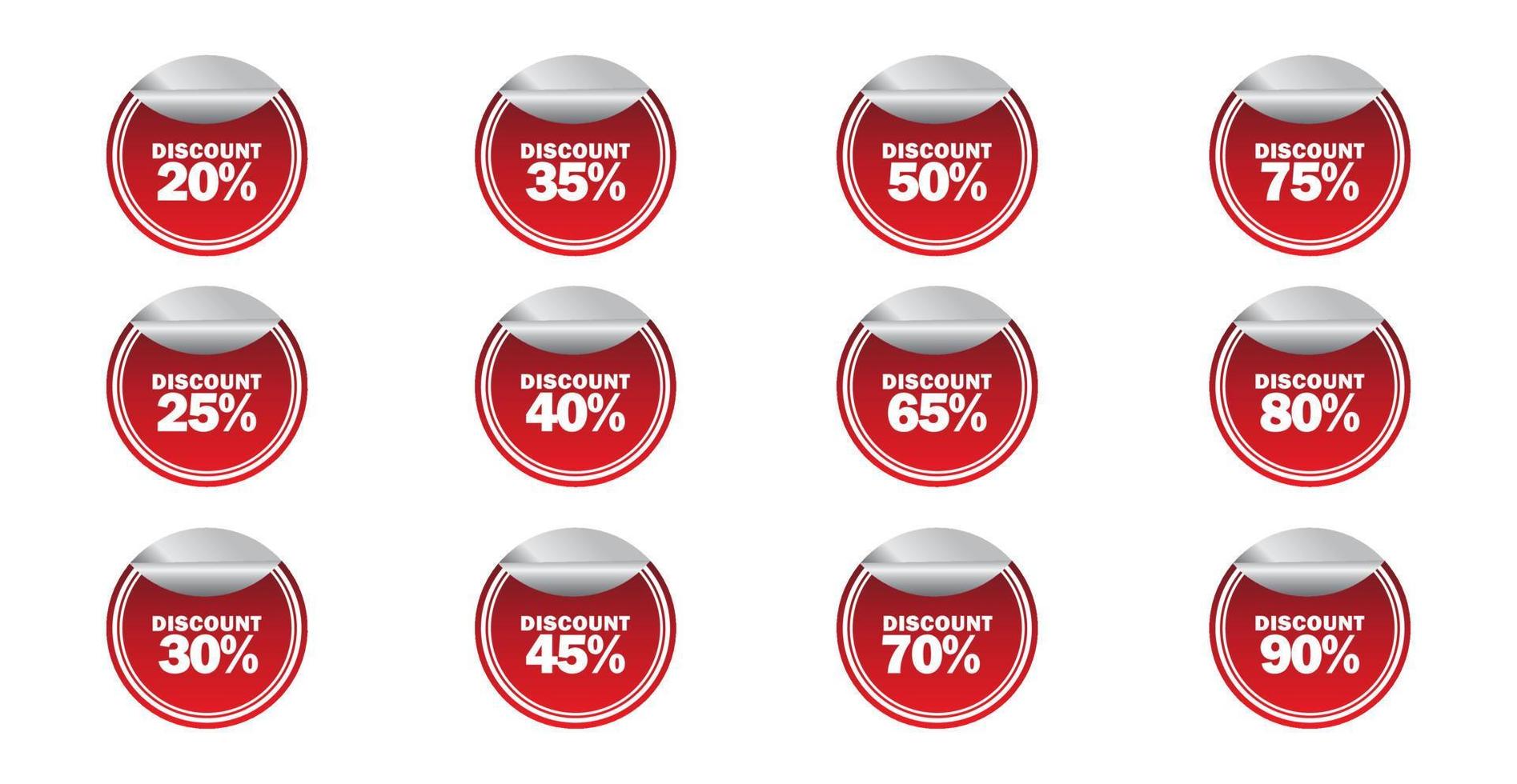 set of discount offer label sticker red vector