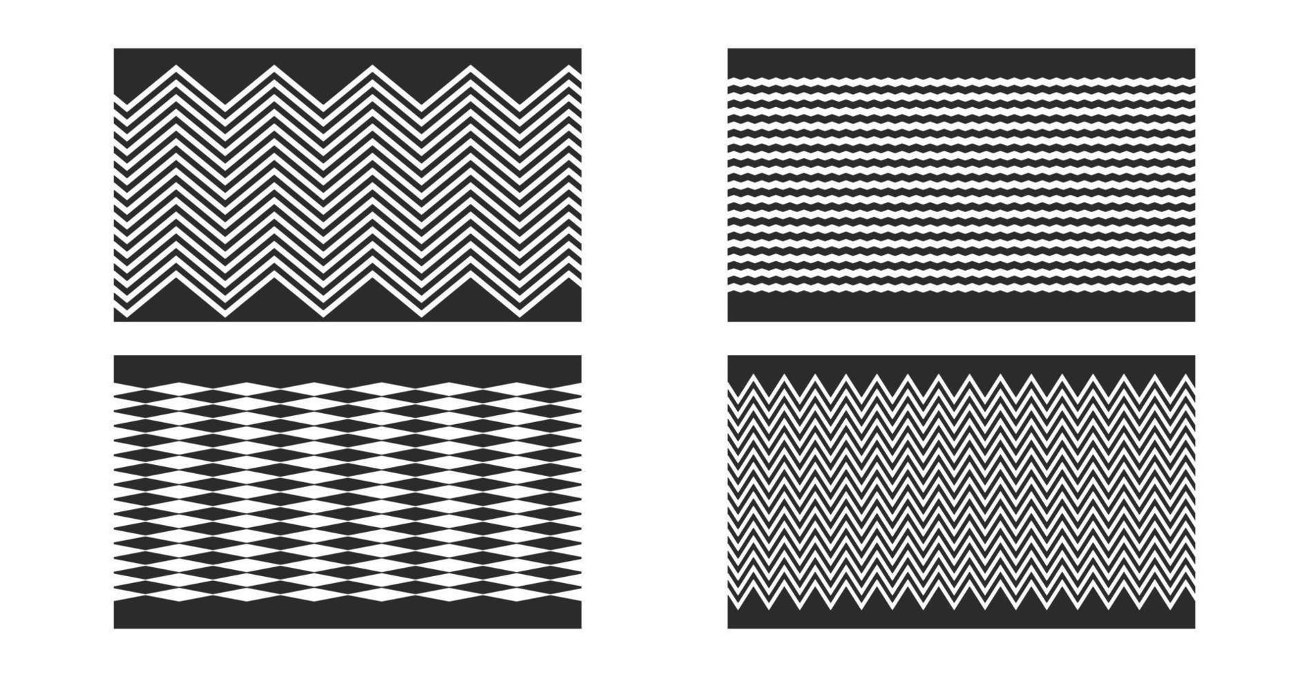 set of black stripe zig zag shape motif pattern vector