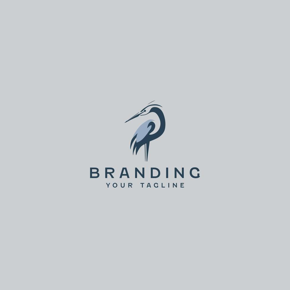 Minimal Heron Logo Design Template vector