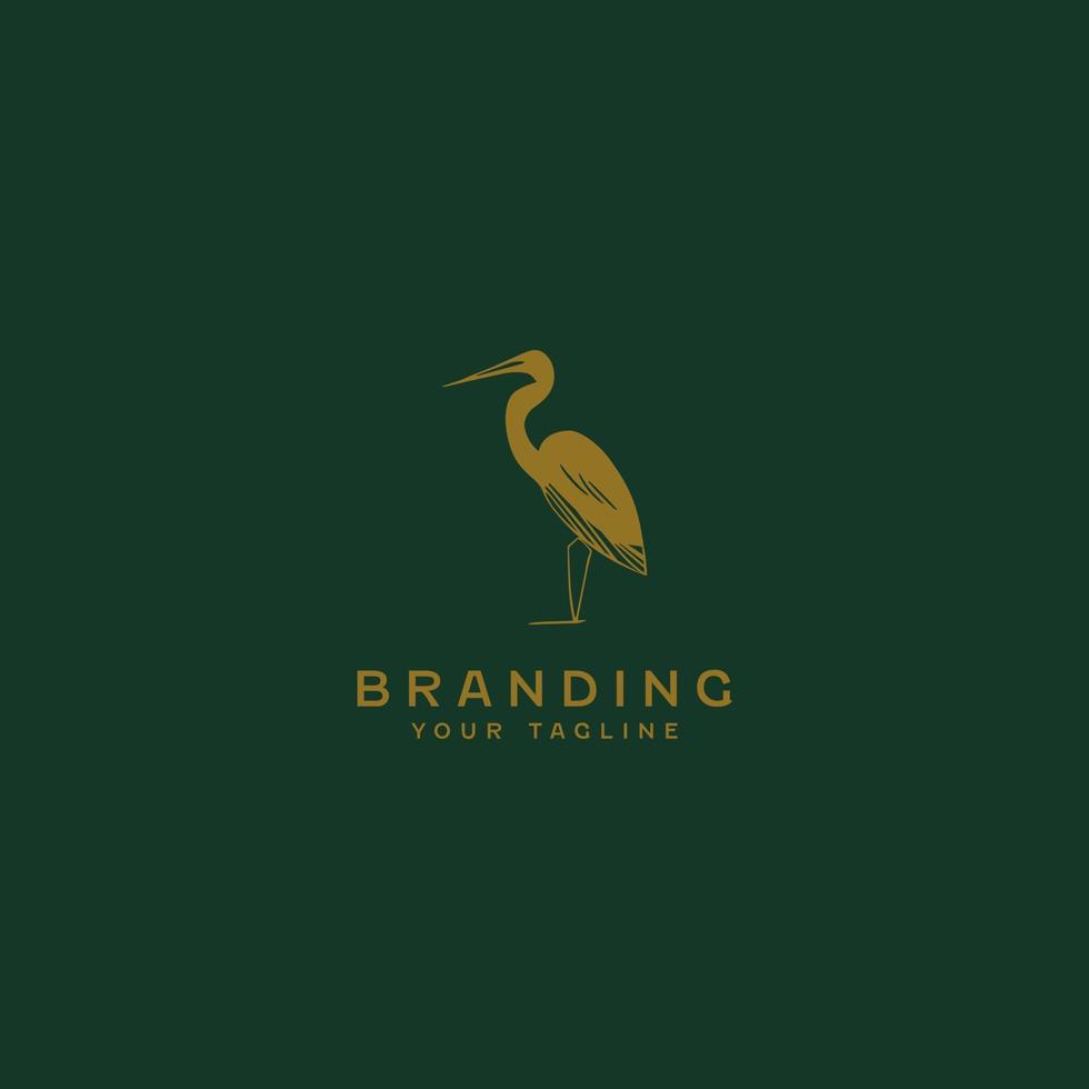 Minimal heron Logo Design Template vector