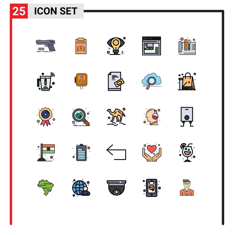 Modern Set of 25 Filled line Flat Colors Pictograph of gallery web money page idea Editable Vector Design Elements