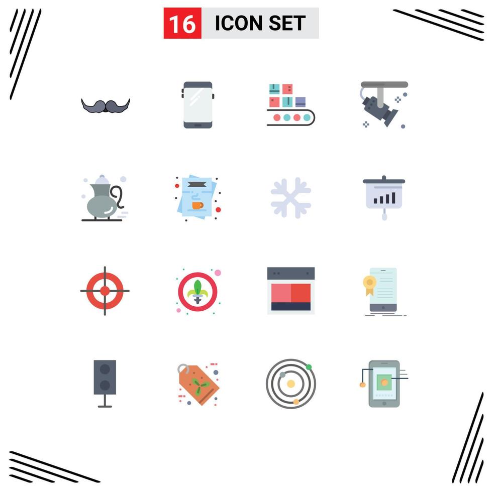 Set of 16 Vector Flat Colors on Grid for light bright huawei production management Editable Pack of Creative Vector Design Elements