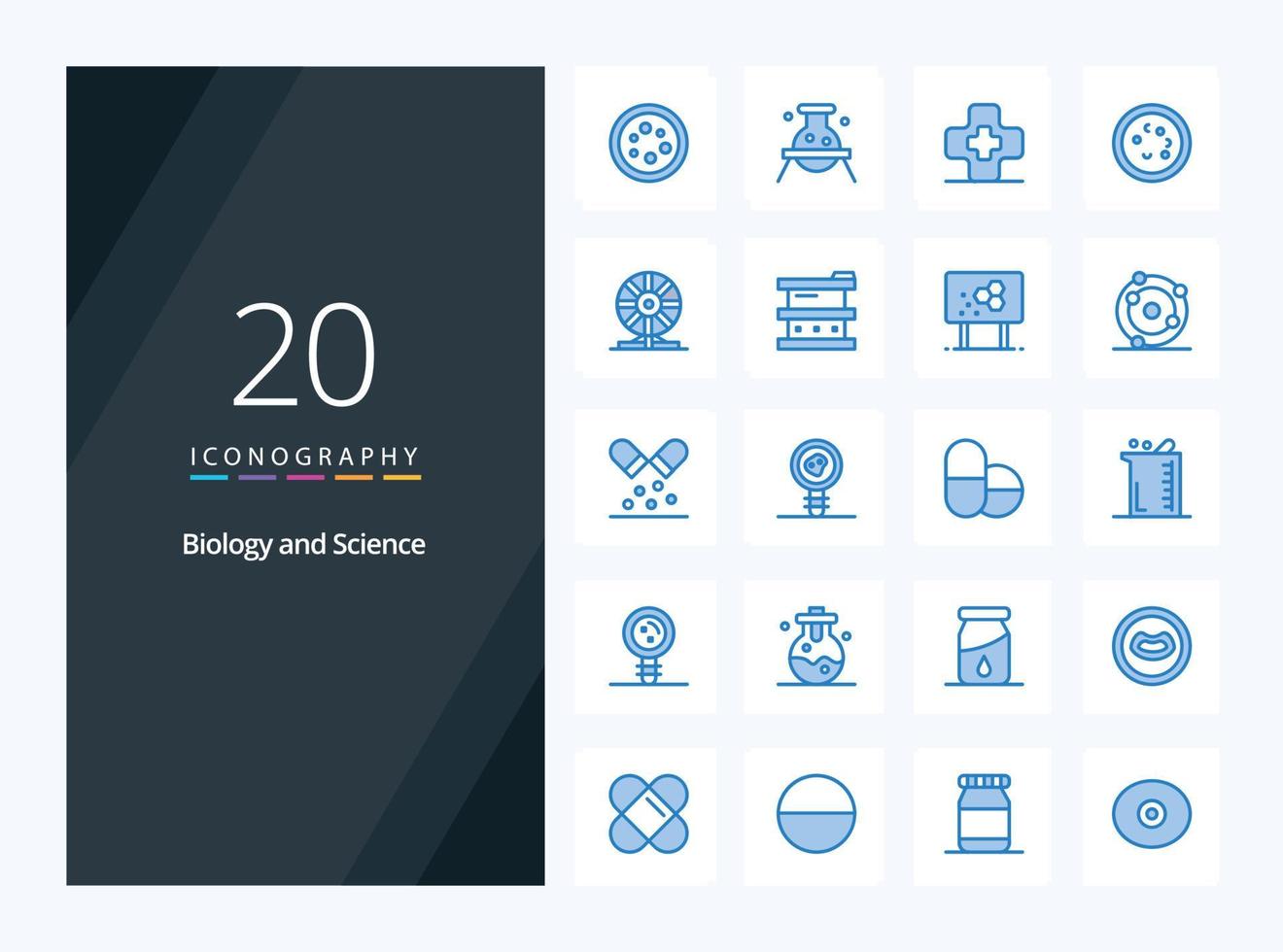 20 Biology Blue Color icon for presentation vector