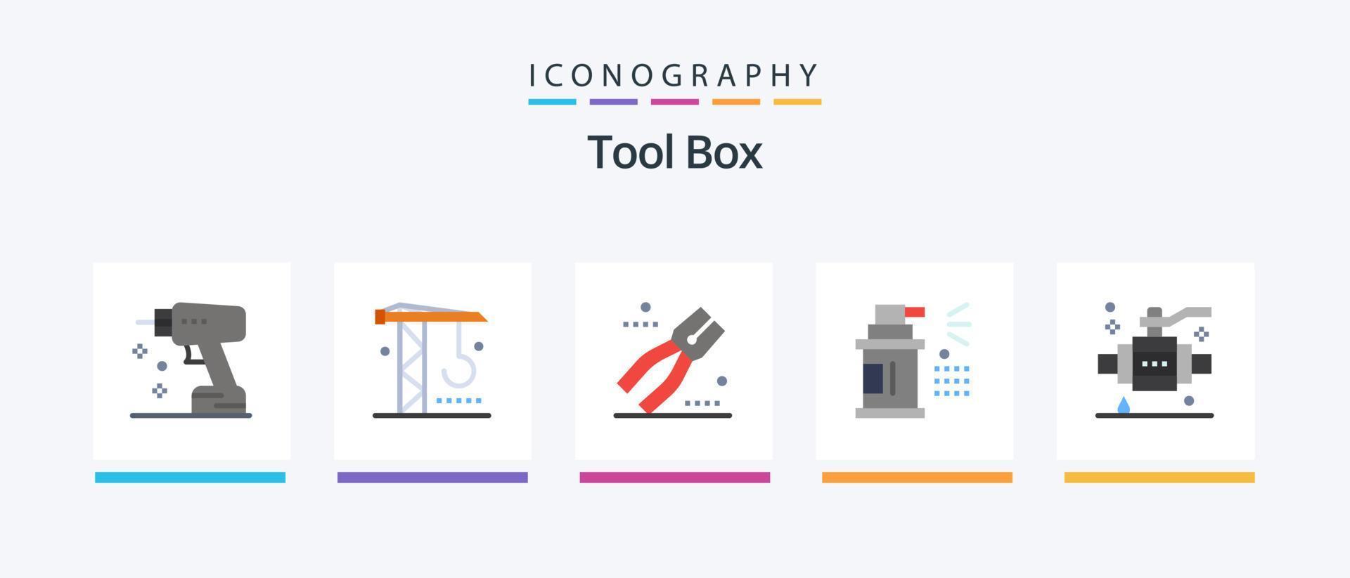 Tools Flat 5 Icon Pack Including construction. tools. construction. spray. bottle. Creative Icons Design vector