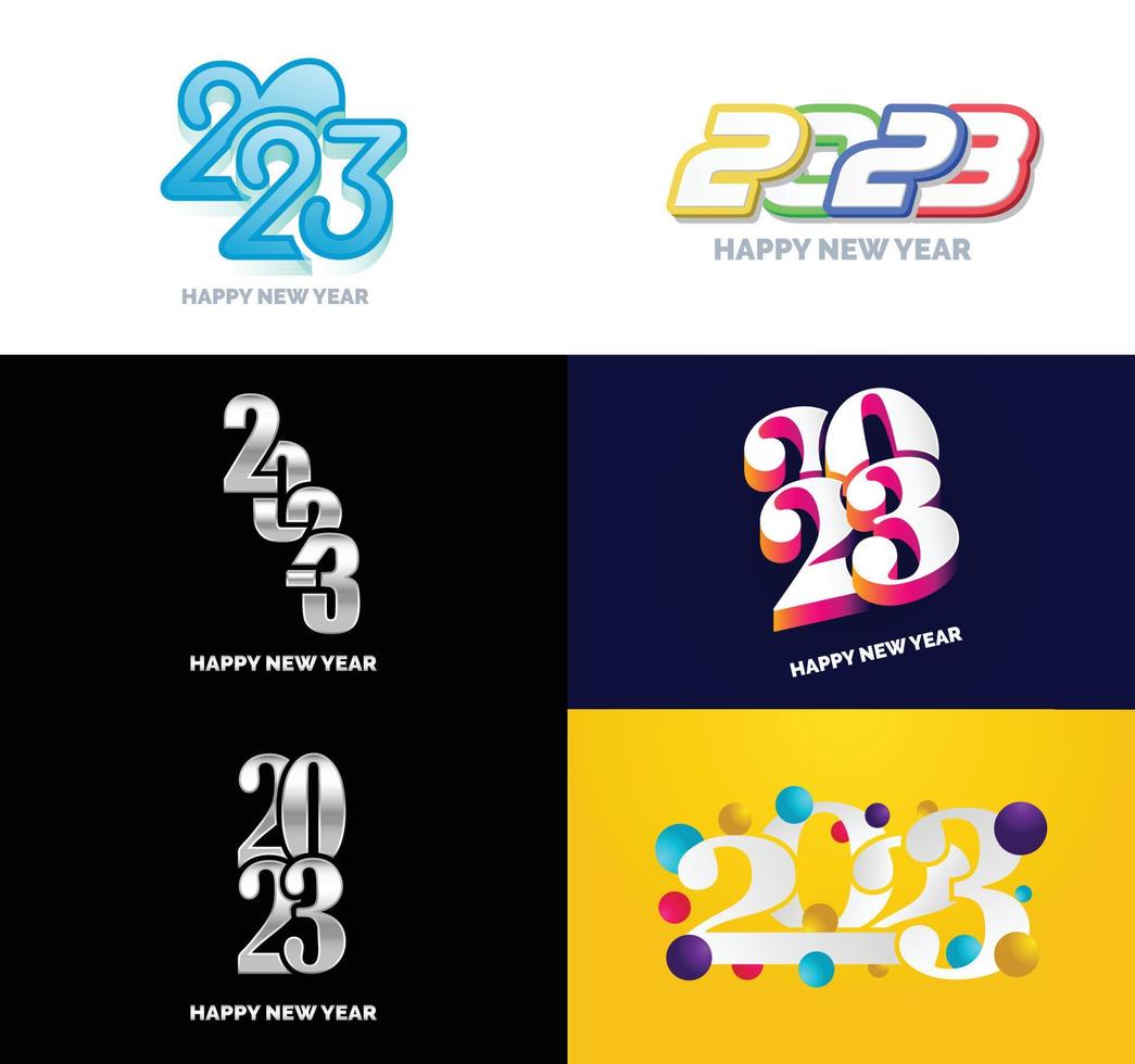 Big Collection of 2023 Happy New Year symbols Cover of business diary for 2023 with wishes vector