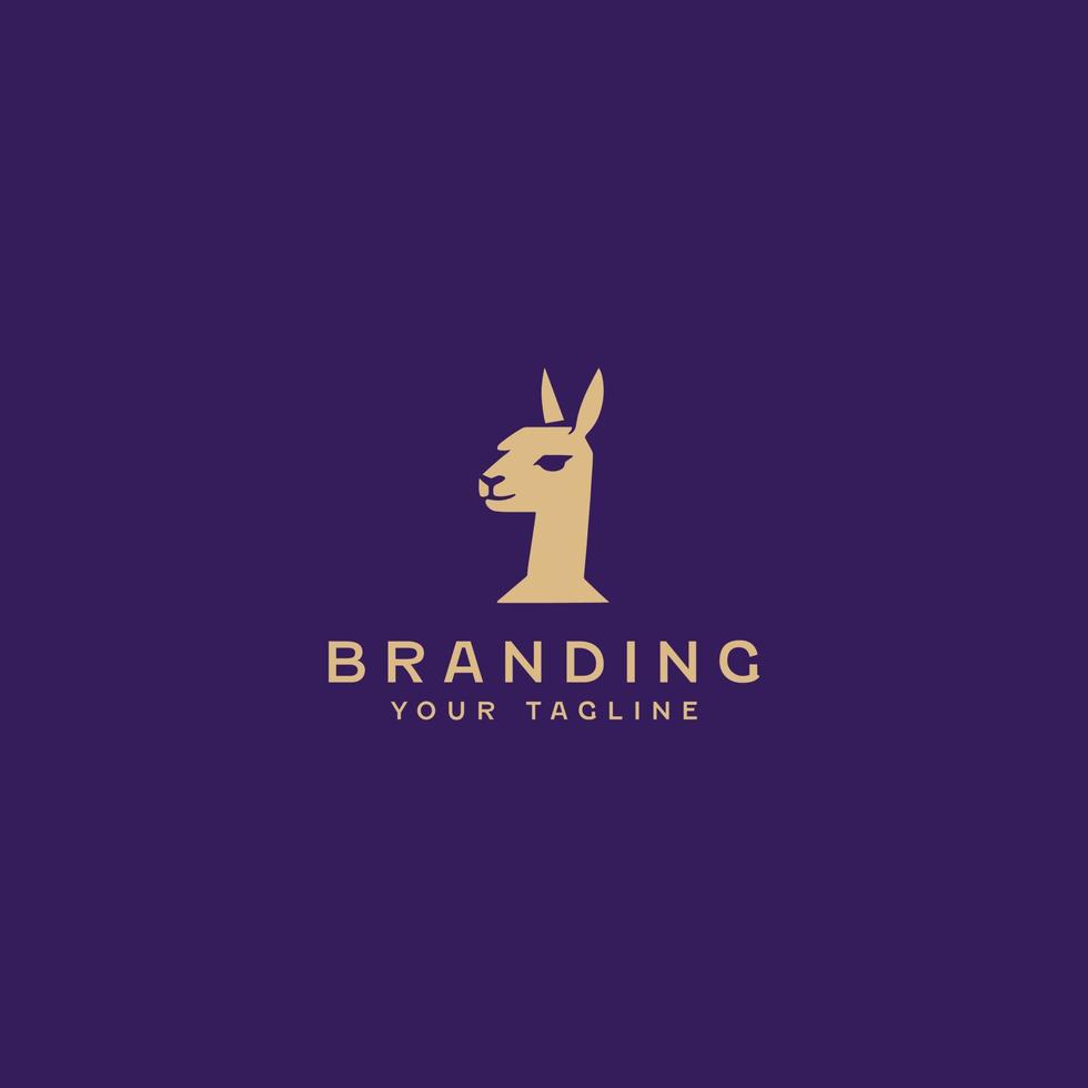 Minimal Liama Head Logo Design Template vector