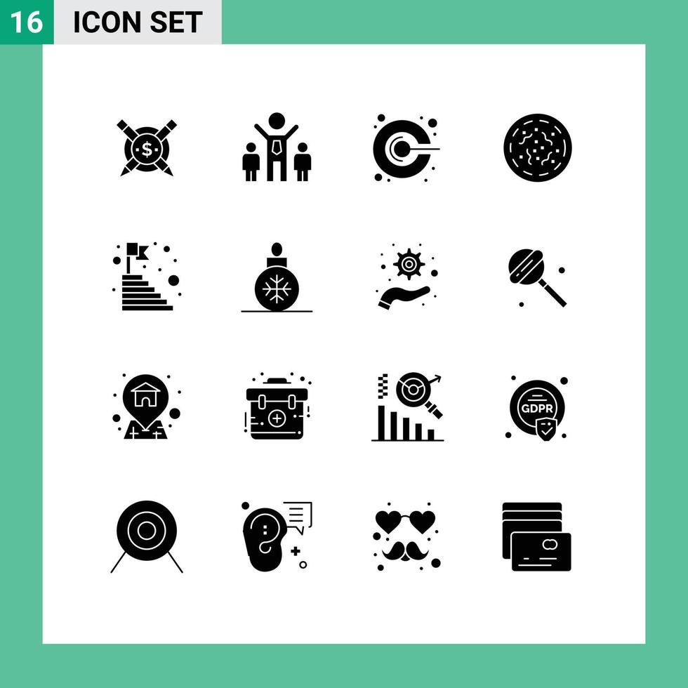 Mobile Interface Solid Glyph Set of 16 Pictograms of mountain age marketing worm rotten Editable Vector Design Elements