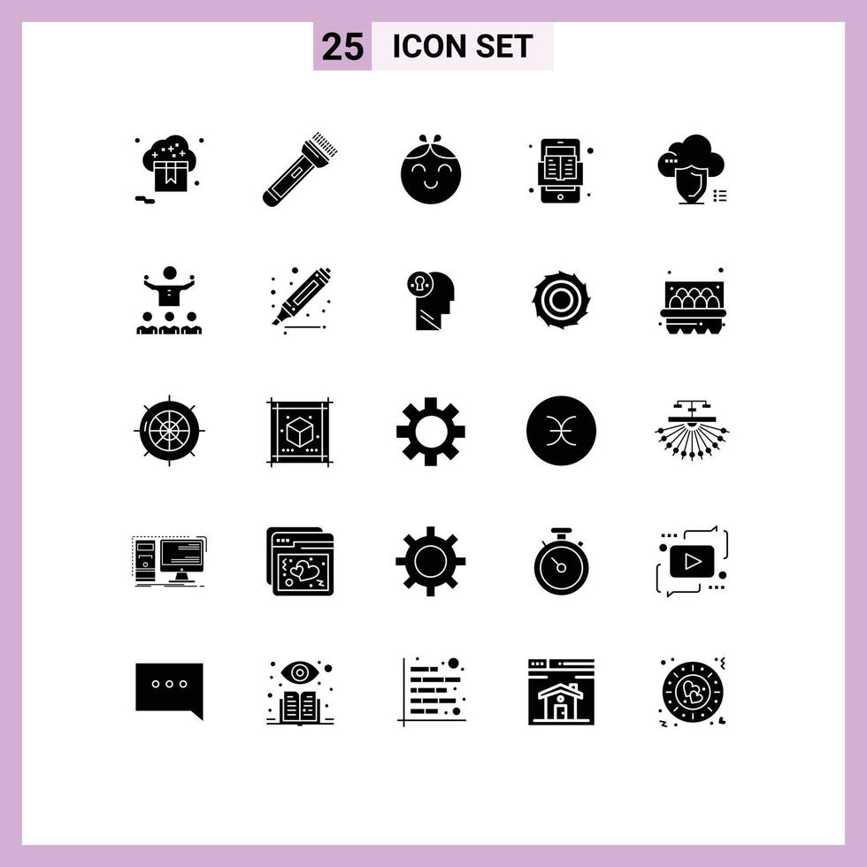 Set of 25 Modern UI Icons Symbols Signs for cloud online camping mobile girl Editable Vector Design Elements