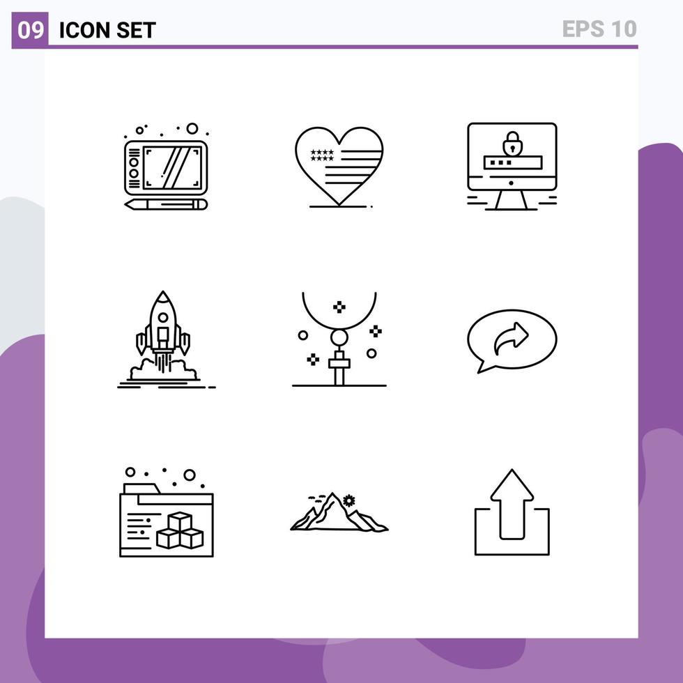 Modern Set of 9 Outlines and symbols such as easter publish internet startup mission Editable Vector Design Elements