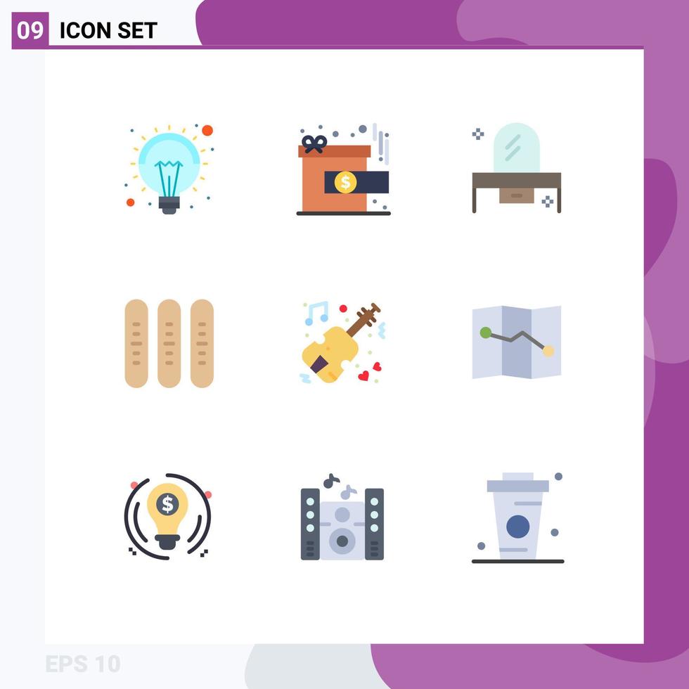 User Interface Pack of 9 Basic Flat Colors of loaf fall beauty event mirror Editable Vector Design Elements