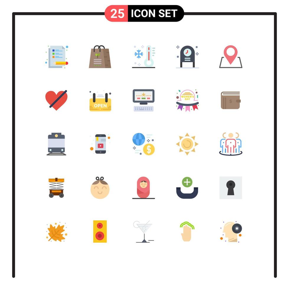 Mobile Interface Flat Color Set of 25 Pictograms of marker party low disco celebration Editable Vector Design Elements