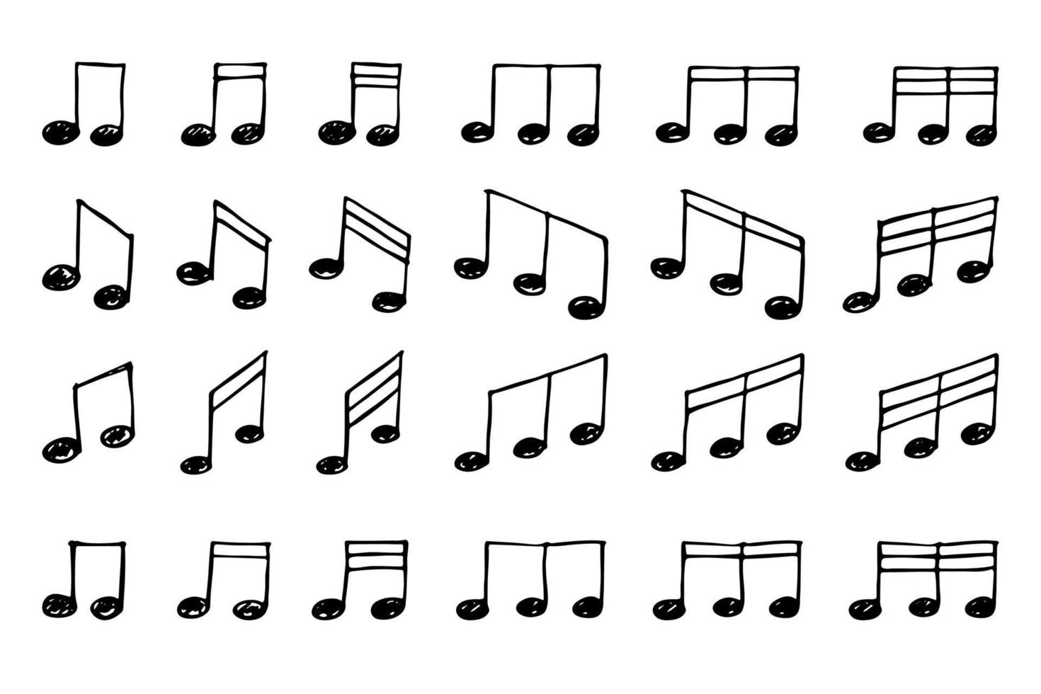 Music note doodle set. Hand drawn musical symbol. Elements for print, web, design, decor, logo vector