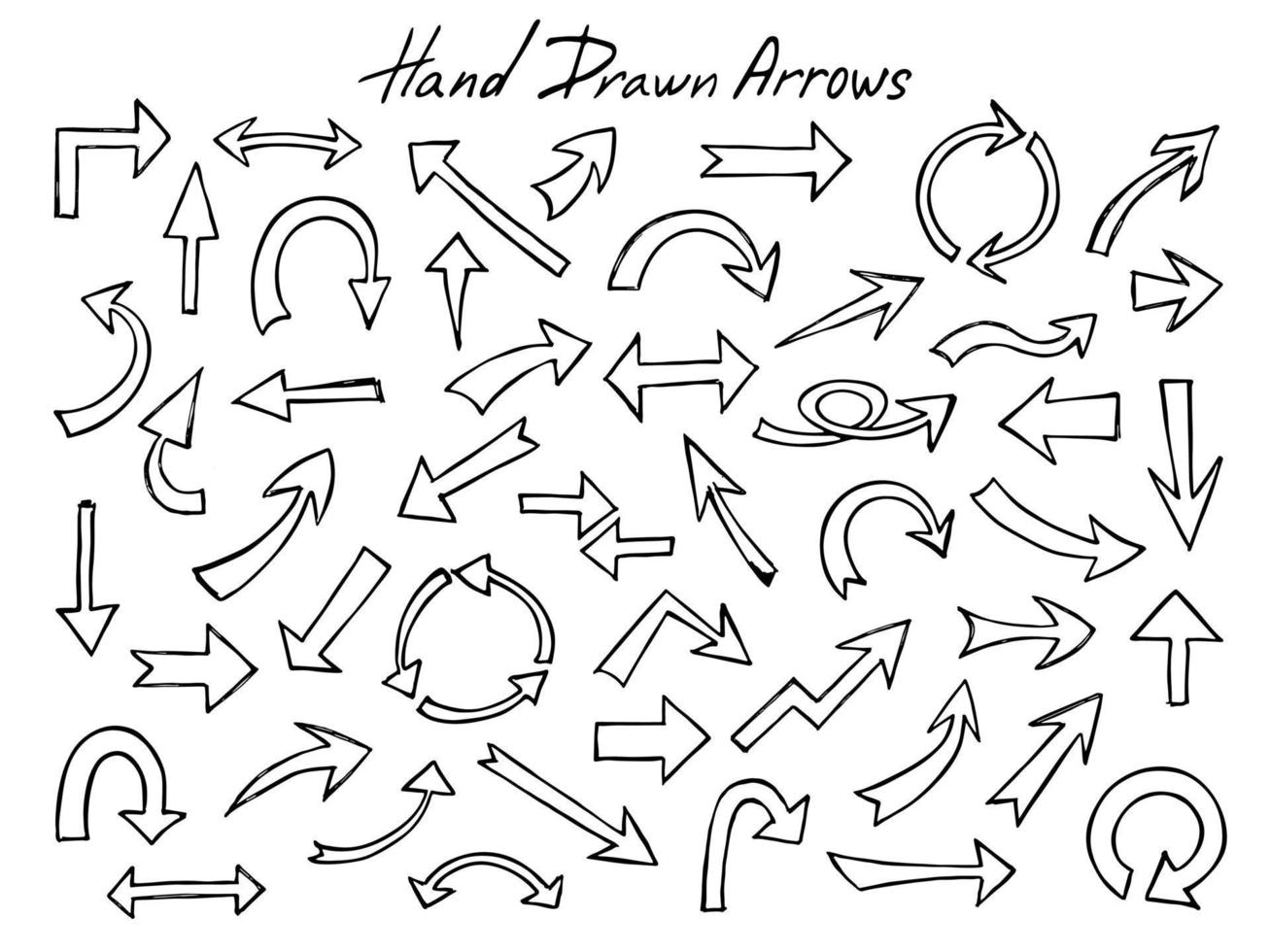 Set of hand drawn ink arrow illustration. Business doodle clipart. Single element for design vector