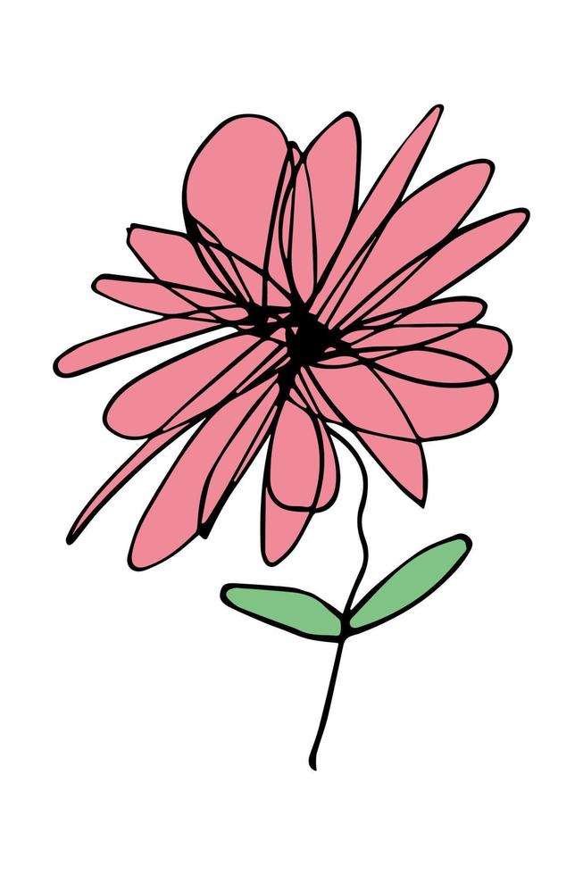 imágenes prediseñadas de flores simples. garabato floral dibujado a mano. para impresión, web, diseño, decoración, logotipo vector