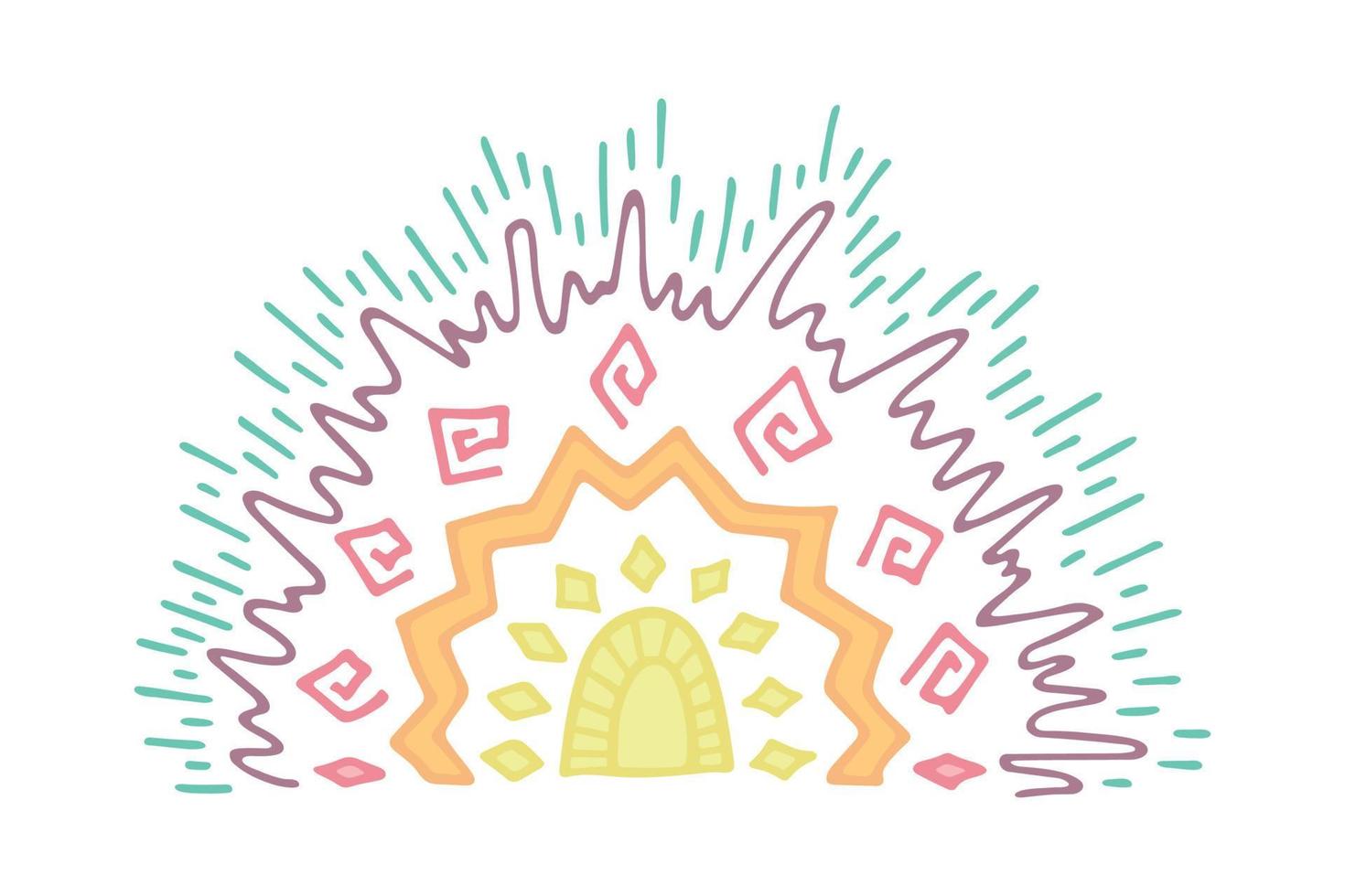 Single rainbow doodle illustration. Hand drawn clipart for card, design vector