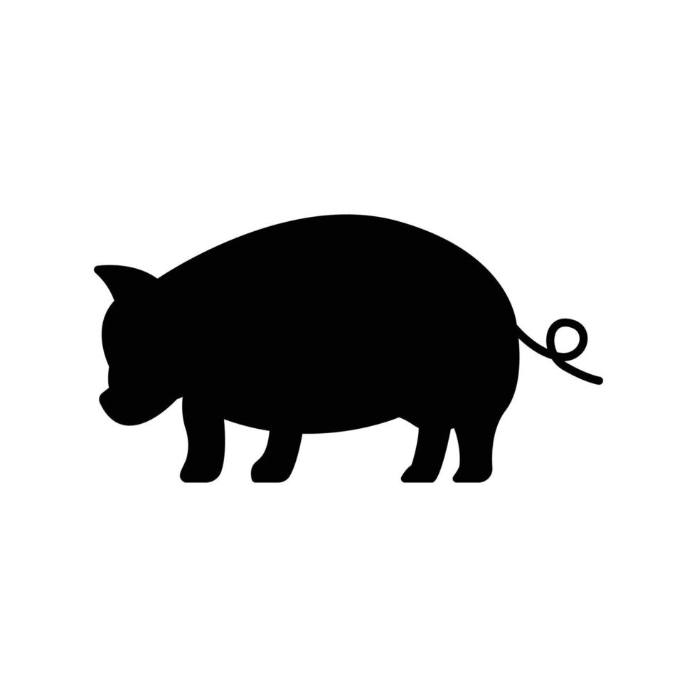 Pig icon illustration. icon related to farm animal. Silhouette style. Simple vector design editable