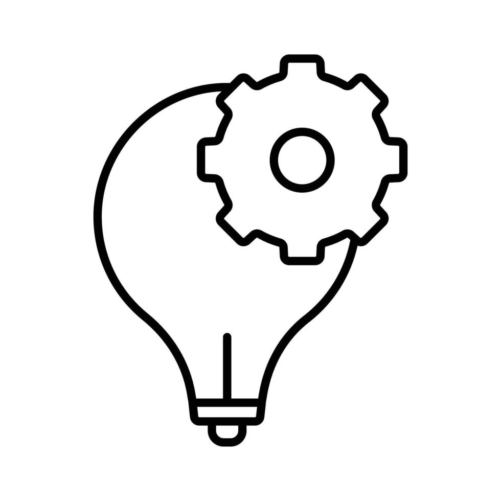 Light bulb icon illustration with gear. suitable for project innovation icon. icon related to project management. line icon style. Simple vector design editable