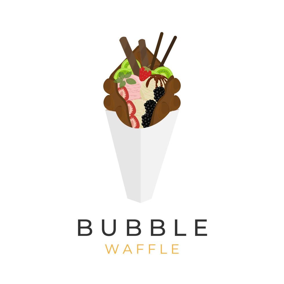 Fruit Flavor Egg Waffle Ice Cream Illustration Logo vector