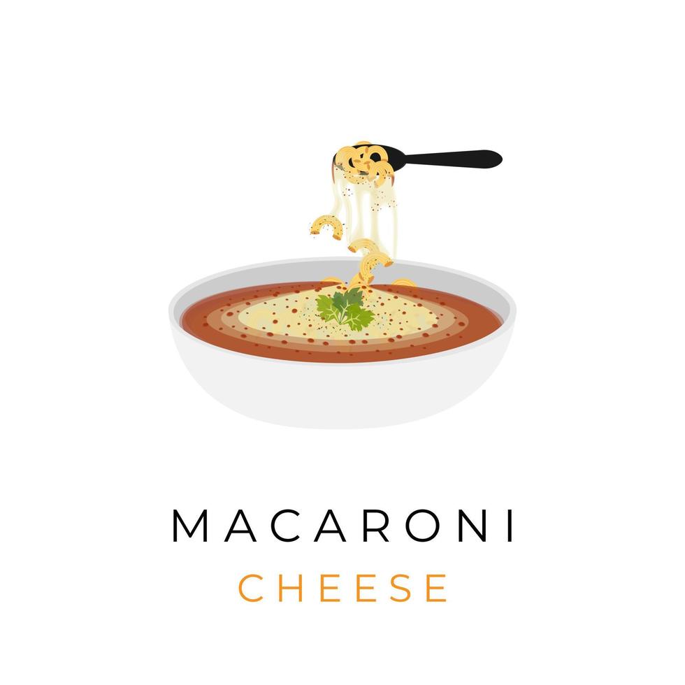 ilustración de macarrones con pasta de queso con queso derretido vector