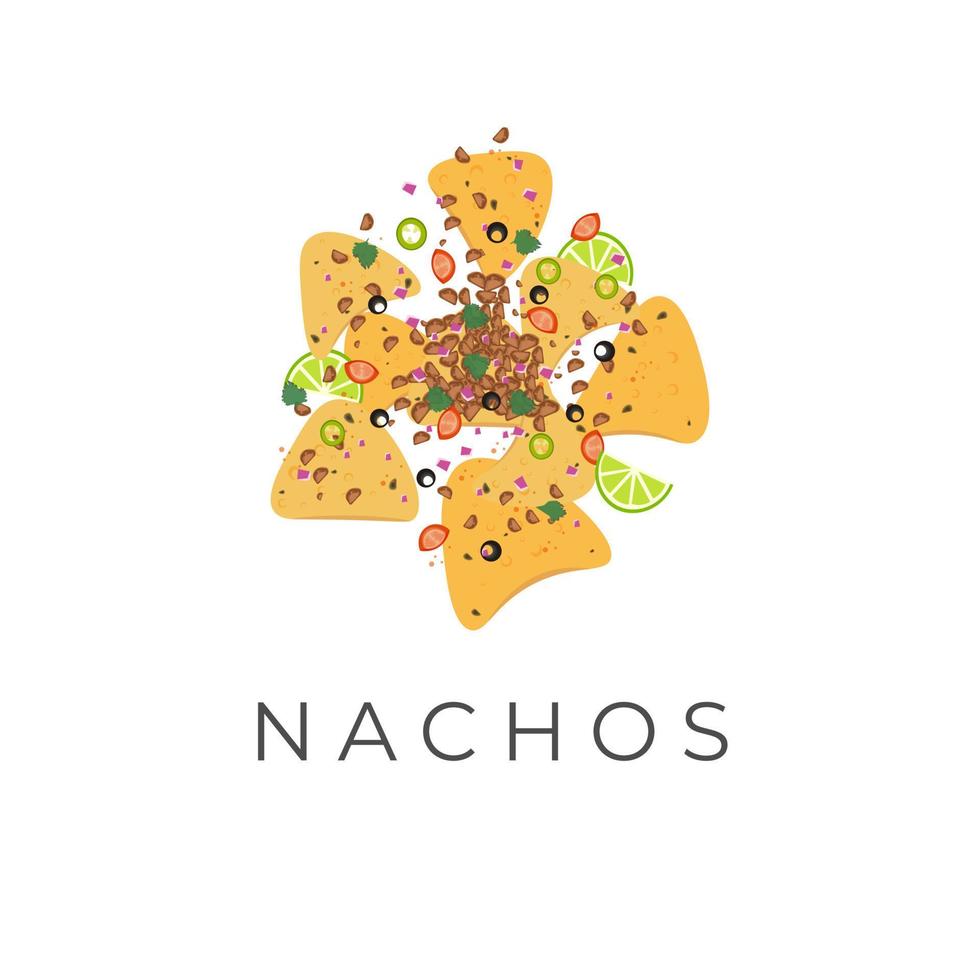 ilustración de comida de nachos mexicanos con ingredientes deliciosos y completos vector