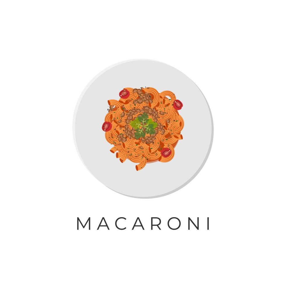 ilustración de pasta de macarrones con salsa de tomate y deliciosa carne picada vector