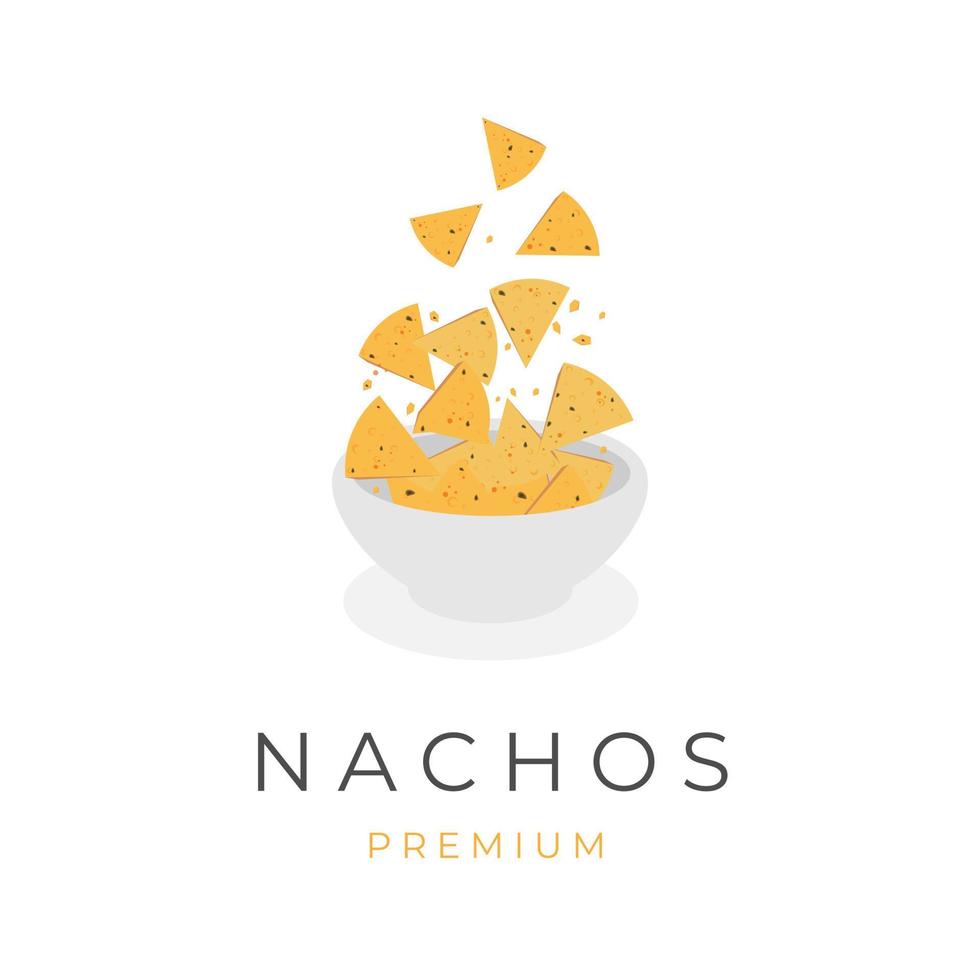 ilustración de chips de tortilla de nachos en un tazón vector