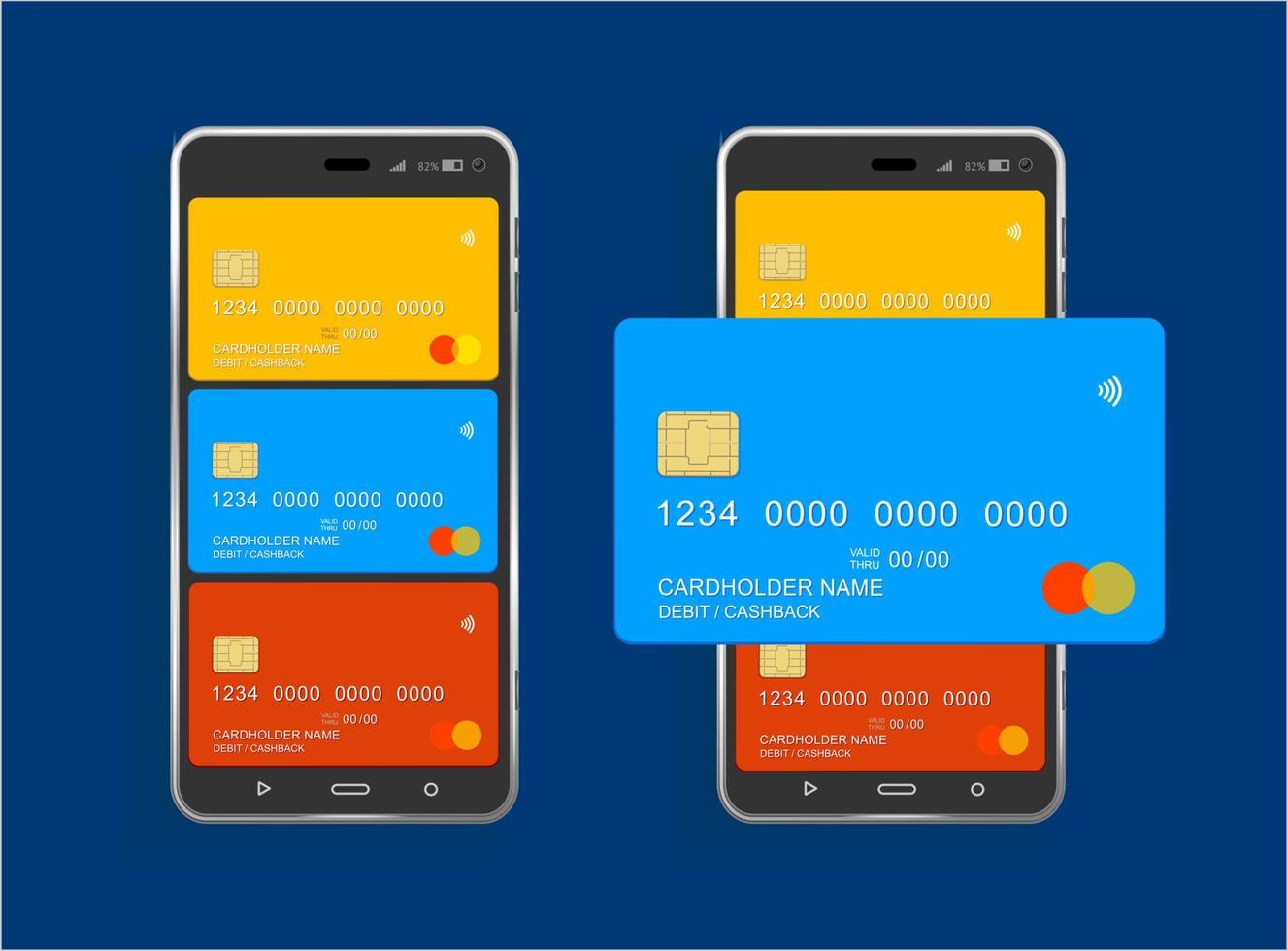 Realistic Detailed 3d Phone App Payment Card. Vector