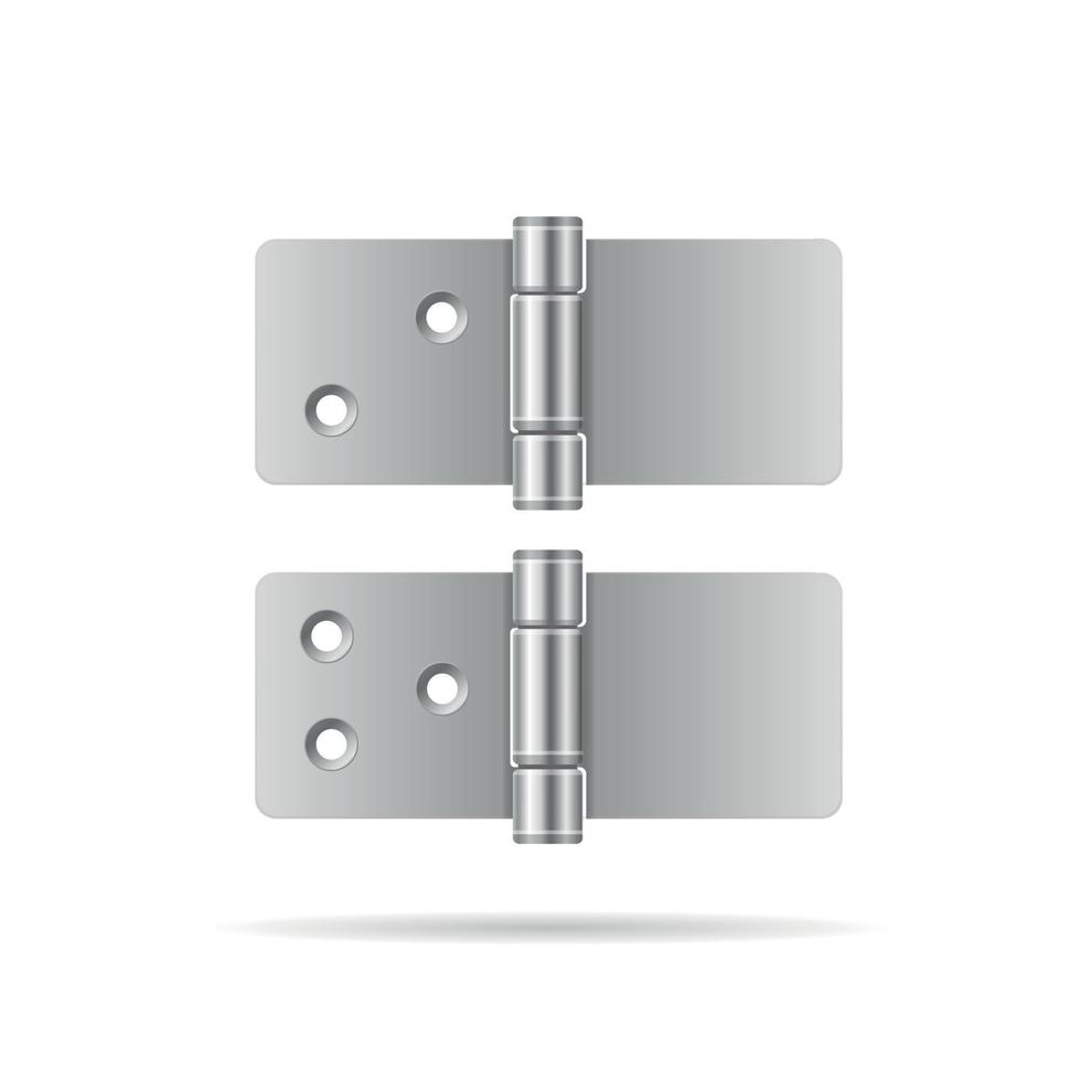 Realistic Detailed 3d Different Metallic Door Hinge Set. Vector